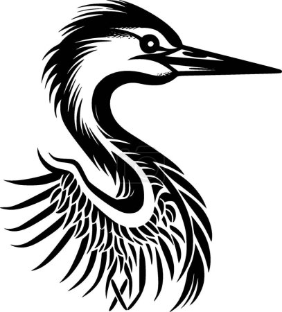Illustration for Crane - black and white isolated icon - vector illustration - Royalty Free Image
