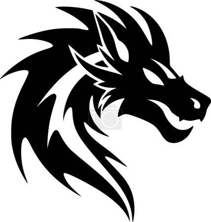 Dragon - schwarz-weißes Icon - Vektorillustration