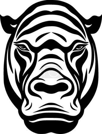 Hipopótamo - icono aislado en blanco y negro - ilustración vectorial