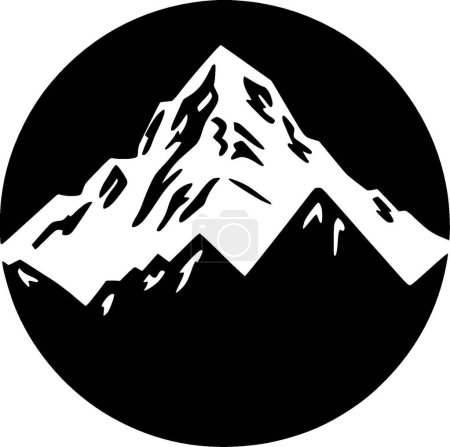 Montañas - icono aislado en blanco y negro - ilustración vectorial
