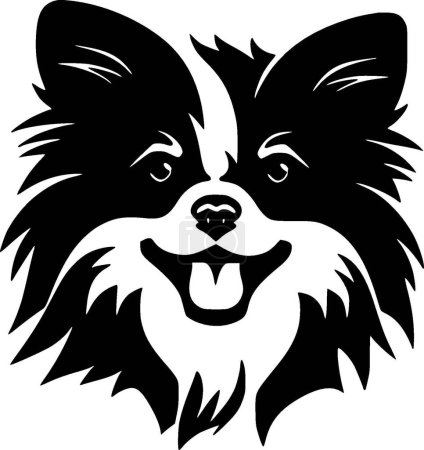 Illustration for Pomeranian - black and white vector illustration - Royalty Free Image