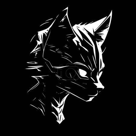 Wildcat - black and white vector illustration
