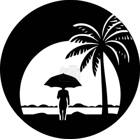 Beach - minimalist and simple silhouette - vector illustration
