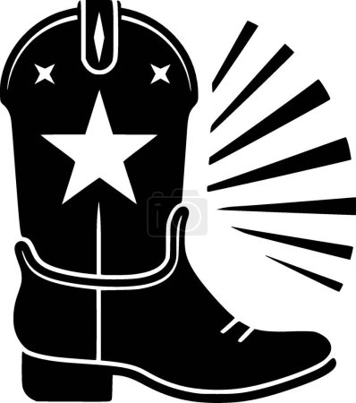 Cowboy boot - black and white vector illustration