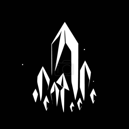 Crystals - black and white vector illustration
