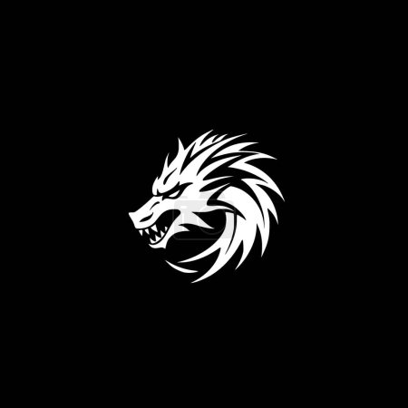 Dragon - minimalist and flat logo - vector illustration