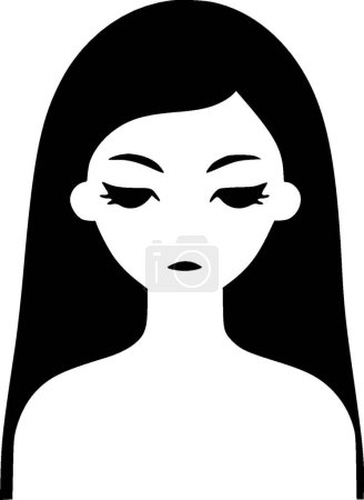 Girl - black and white vector illustration