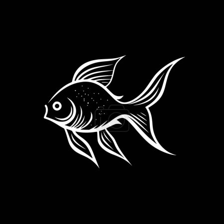 Goldfish - black and white vector illustration