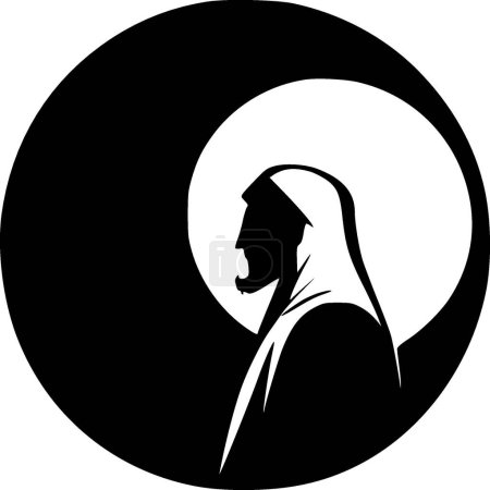 Islam - black and white isolated icon - vector illustration