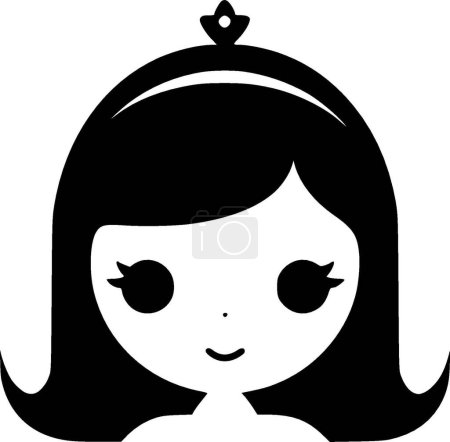 Princess - black and white vector illustration