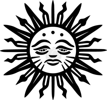 Illustration for Sun - black and white vector illustration - Royalty Free Image