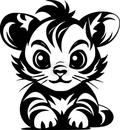 Tiger baby - minimalist and simple silhouette - vector illustration