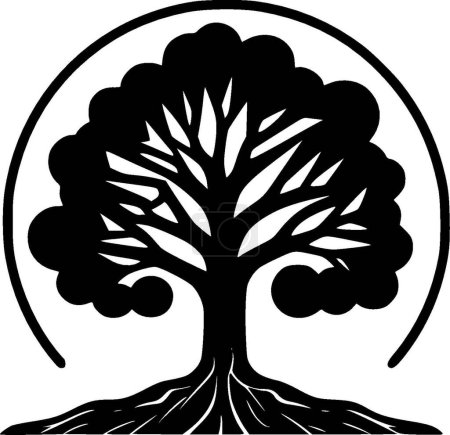Illustration for Tree - black and white vector illustration - Royalty Free Image