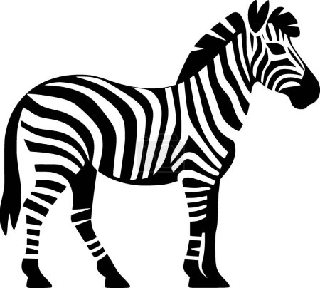 Cebra - icono aislado en blanco y negro - ilustración vectorial