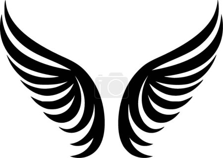 Angel wings - black and white vector illustration