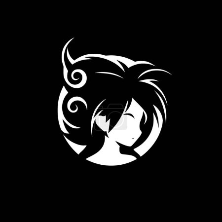 Anime - icono aislado en blanco y negro - ilustración vectorial