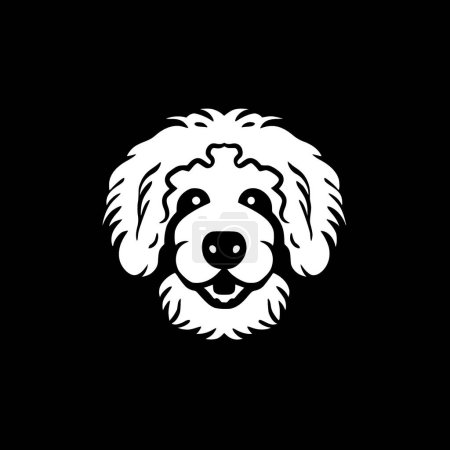 Bichon frise - black and white isolated icon - vector illustration
