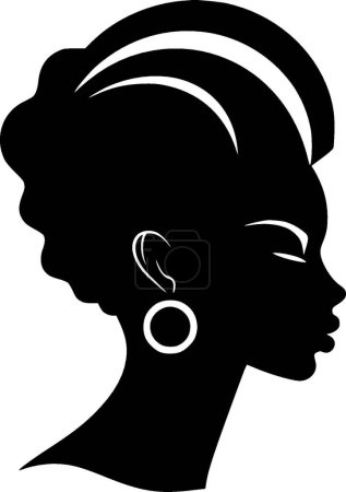 Téléchargez les illustrations : Femme noire - logo minimaliste et plat - illustration vectorielle - en licence libre de droit