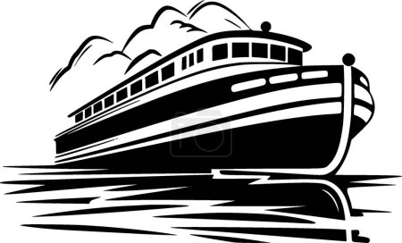 Barco - icono aislado en blanco y negro - ilustración vectorial