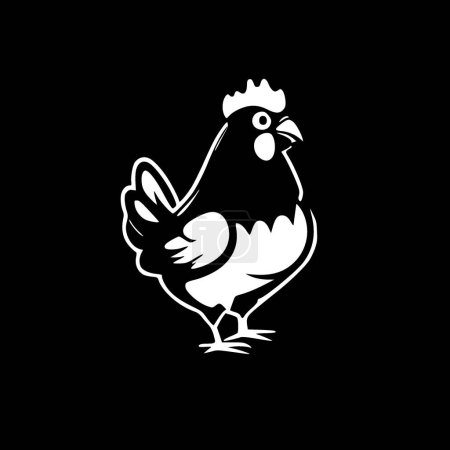 Huhn - schwarz-weiße Vektorillustration