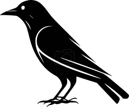 Corbeau - illustration vectorielle noir et blanc