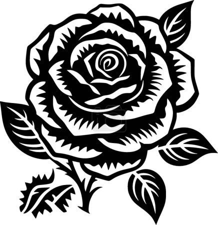 Illustration for Flower - black and white vector illustration - Royalty Free Image