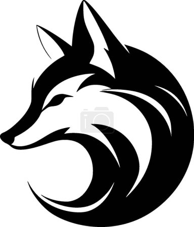 Fox - ilustración vectorial en blanco y negro