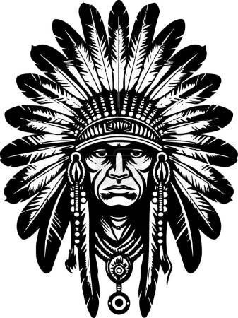 Indian headdress - black and white isolated icon - vector illustration