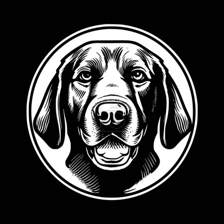 Labrador retriever - icône isolée en noir et blanc - illustration vectorielle