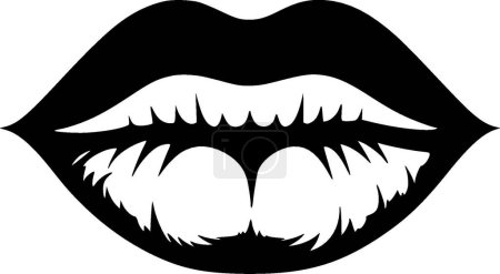 Lippen - schwarz-weißes Icon - Vektorillustration