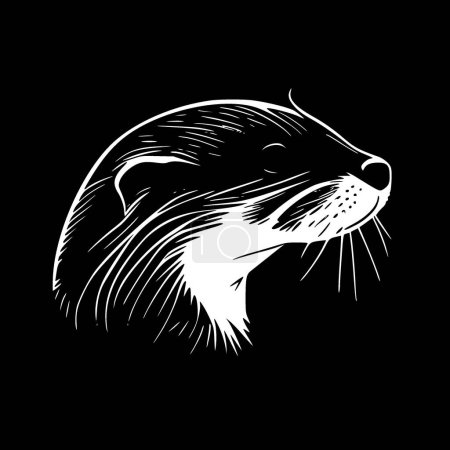 Otter - black and white vector illustration