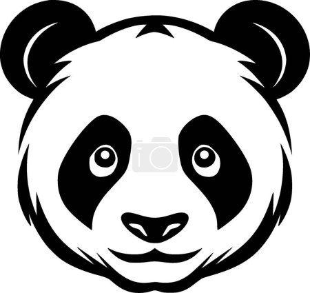 Panda - icono aislado en blanco y negro - ilustración vectorial