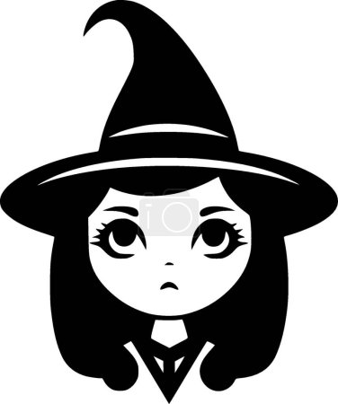 Witch - minimalist and flat logo - vector illustration