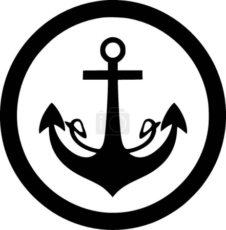 Anchor - black and white vector illustration