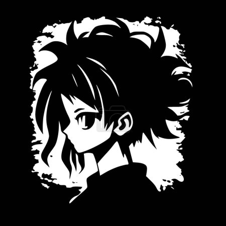 Illustration for Anime - black and white vector illustration - Royalty Free Image