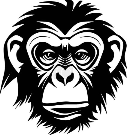 Chimpanzé - logo plat et minimaliste - illustration vectorielle