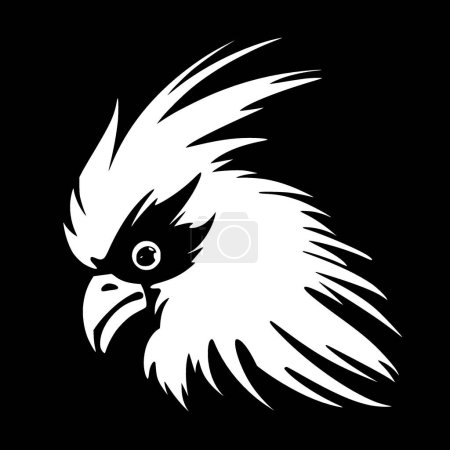 Cacatúa - ilustración vectorial en blanco y negro