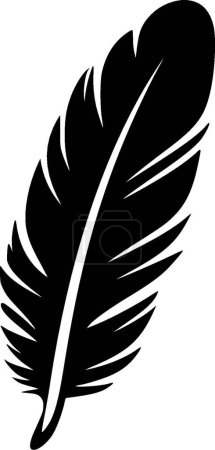 Feather - black and white vector illustration