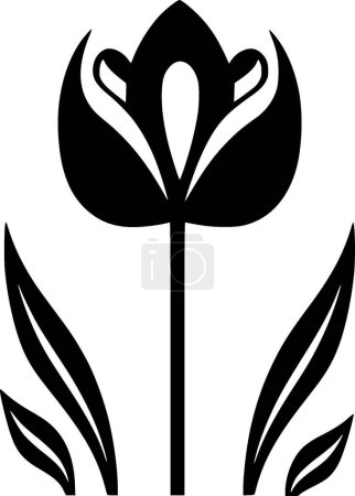 Ilustración de Flores - ilustración vectorial en blanco y negro - Imagen libre de derechos