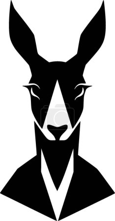 Kangourou - illustration vectorielle en noir et blanc