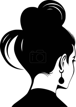 Illustration for Messy bun - minimalist and flat logo - vector illustration - Royalty Free Image