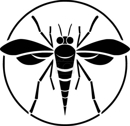 Mosquito - black and white vector illustration