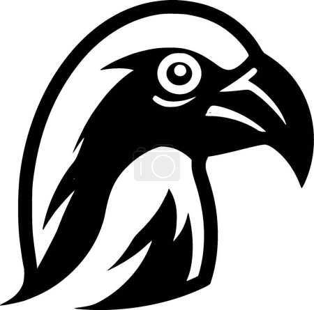 Illustration for Parrot - black and white isolated icon - vector illustration - Royalty Free Image