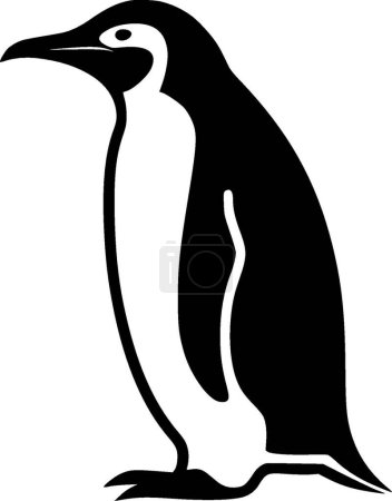 Pingüino - icono aislado en blanco y negro - ilustración vectorial