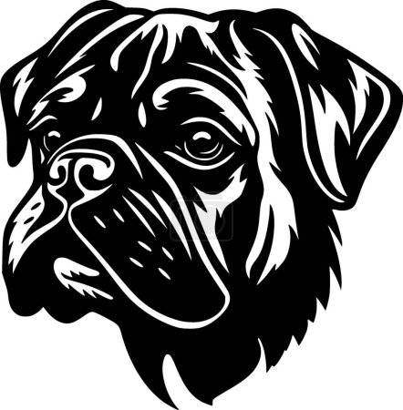 Pug - icono aislado en blanco y negro - ilustración vectorial