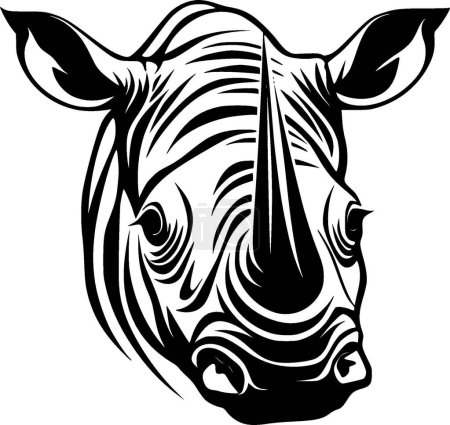 Téléchargez les illustrations : Rhinocéros - illustration vectorielle en noir et blanc - en licence libre de droit