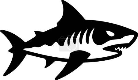 Shark - schwarz-weiße Vektorillustration