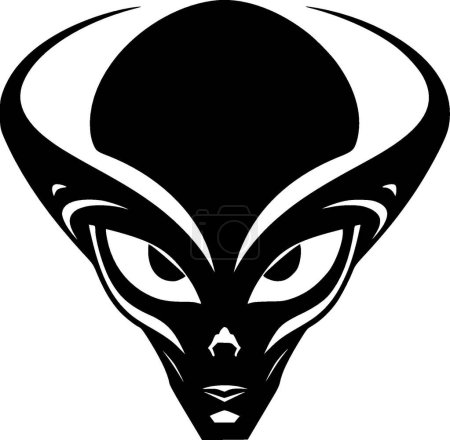 Alien - icône isolée en noir et blanc - illustration vectorielle