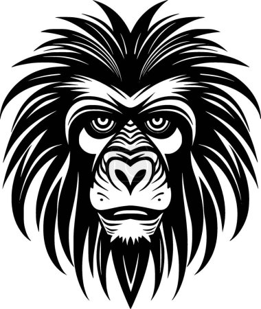 Ilustración de Babuino - icono aislado en blanco y negro - ilustración vectorial - Imagen libre de derechos