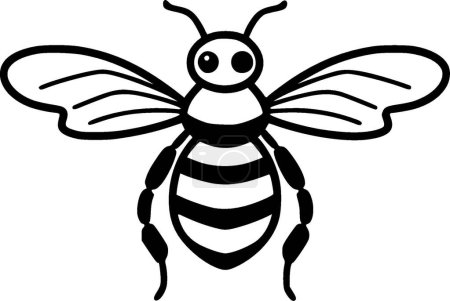 Bees - black and white isolated icon - vector illustration